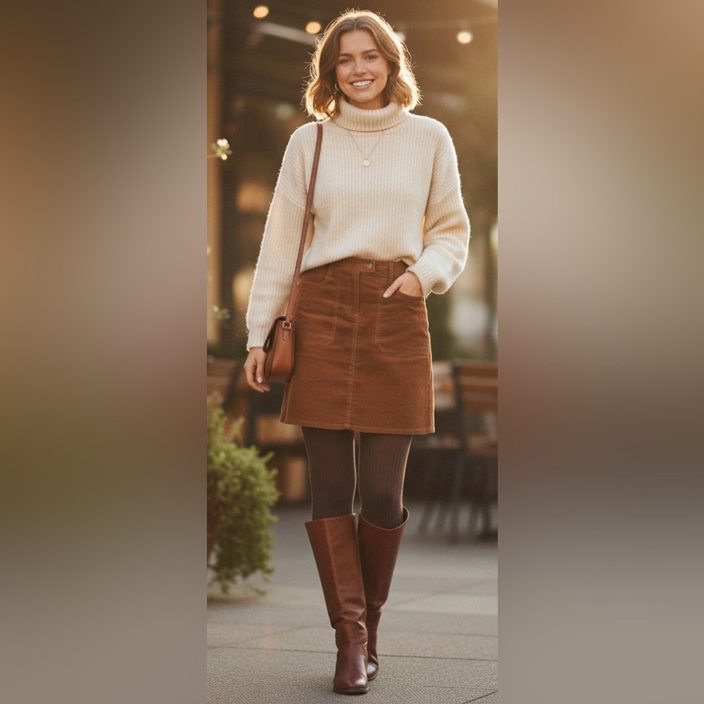 Boden Camel Brown Corduroy A-Line Mini Skirt Size 4L (see measurements)